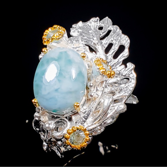 Timeless Elegance Genuine Larimar Ring